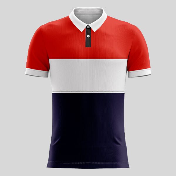 Orange Tricolor Pattern Full Print Polo Shirt Thumbnail