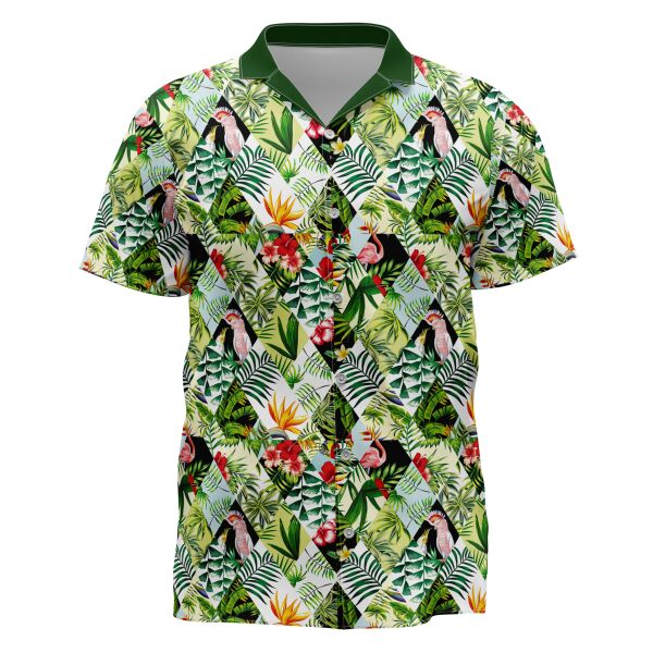 Different Leaves Design Full Print Button Down Polo Thumbnail