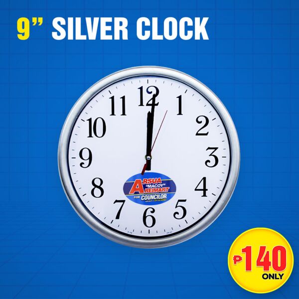 9" Silver Clock Thumbnail