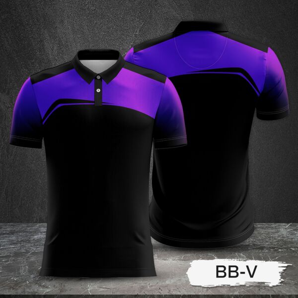 2 Color Combination with Gradient Sleeve Full Print Sublimation Polo Shirt Thumbnail