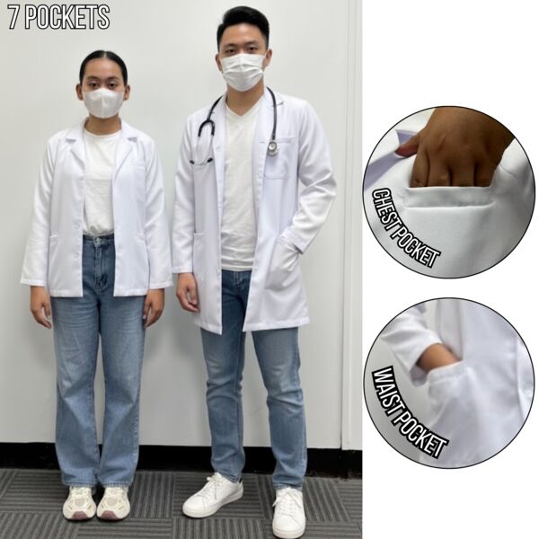 Blazer Plain Scrub suit White Notched Collar Chest & Waistline Pocket Thumbnail