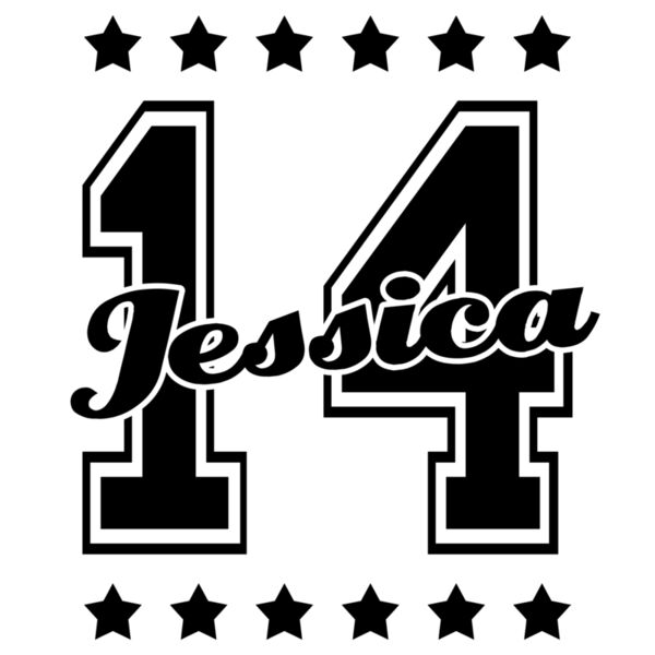 Name & Number - (Jessica) - (Number 14) - Black Stars - NN1 Thumbnail