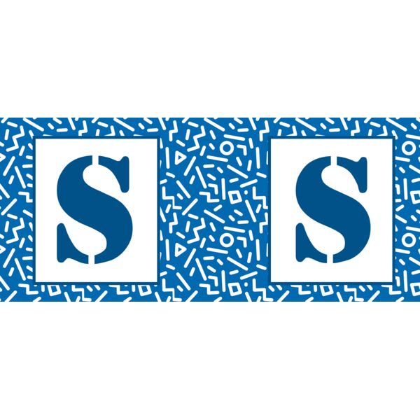 Shapes Background Pattern, Full Print Background with Initial, Editable Initial, Drawing Pattern, Doodle Pattern, Blue Pattern, Mug Full Print, P3 Thumbnail