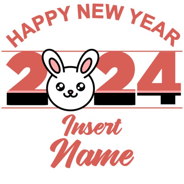 Rabbit Design - New Year 2024, Changeable Name and Color - CCS-04 Thumbnail