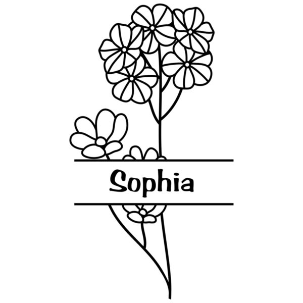 Flower Design with Personalized Name, Split Flower - SPF-002 Thumbnail