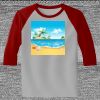Raglan 3/4 Roundneck Shirt (Gray Body) Thumbnail