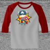 Raglan 3/4 Roundneck Shirt (Gray Body) Thumbnail