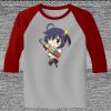 Raglan 3/4 Roundneck Shirt (Gray Body) Thumbnail