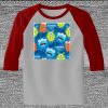 Raglan 3/4 Roundneck Shirt (Gray Body) Thumbnail