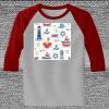 Raglan 3/4 Roundneck Shirt (Gray Body) Thumbnail